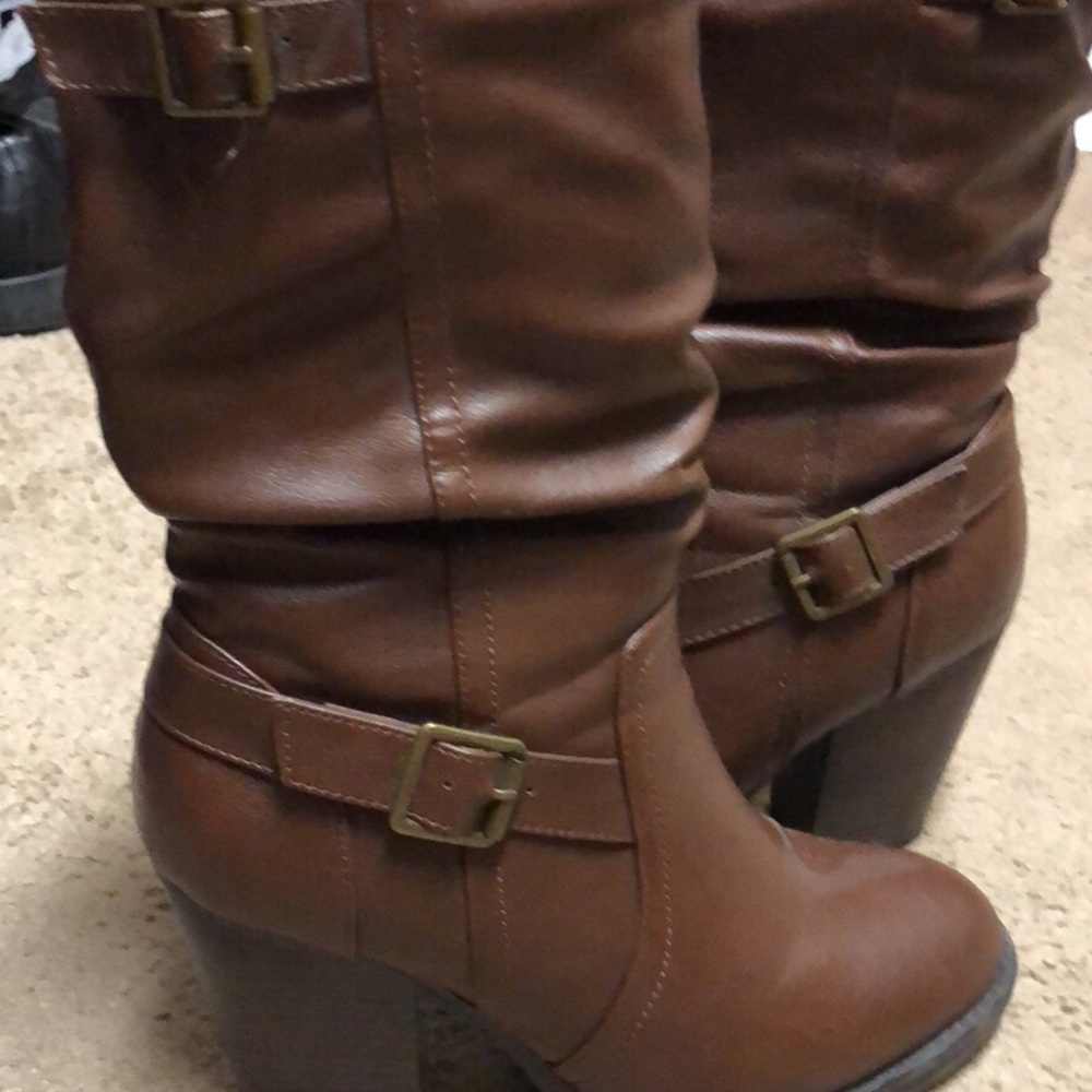Brown heeled boots